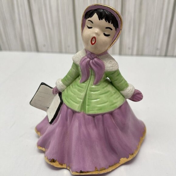 Vtg 2 Holland Mold Christmas Victorian Caroler Figurines Holiday 2 Small Chips - Picture 9 of 14